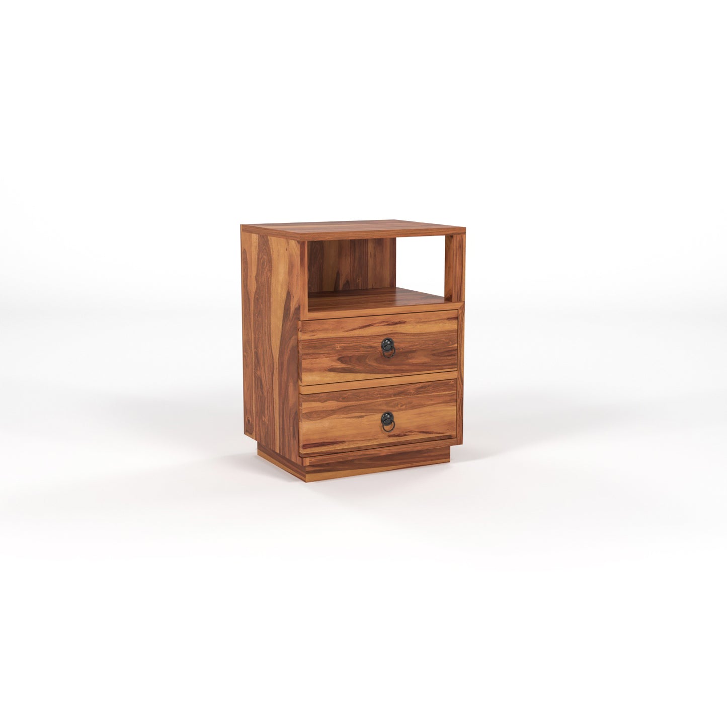 Zelvalion Solid Sheesham Wood Bedside Table (Honey Finish)