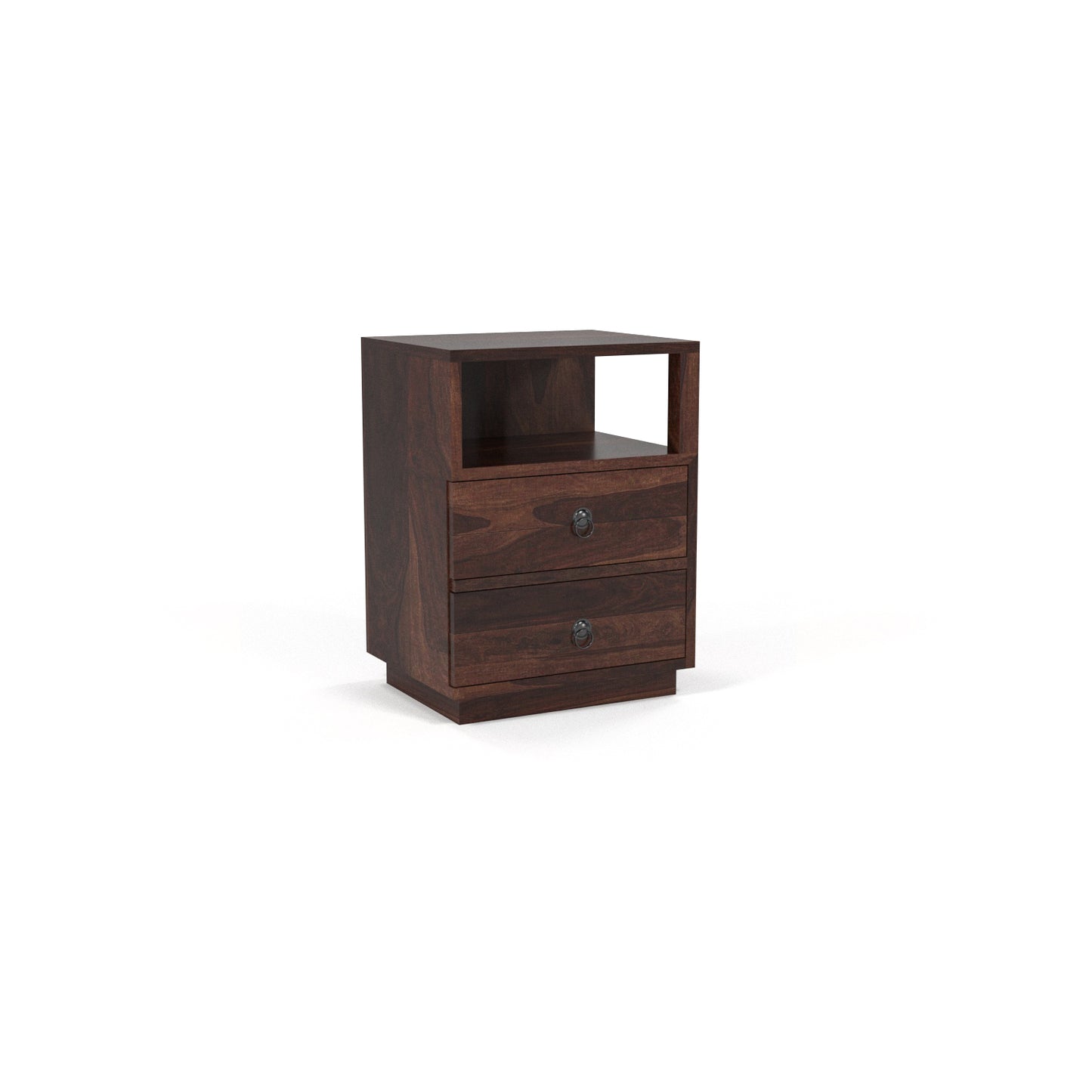Zelvalion Solid Sheesham Wood Bedside Table (Walnut Finish)