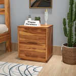 Sovralionor Solid Sheesham Wood Bedside Table (Honey Finish)