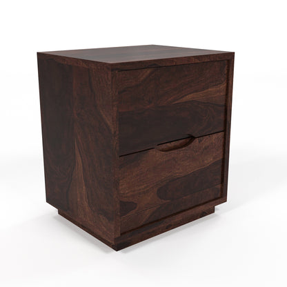 Sovralionor Solid Sheesham Wood Bedside Table (Walnut Finish)