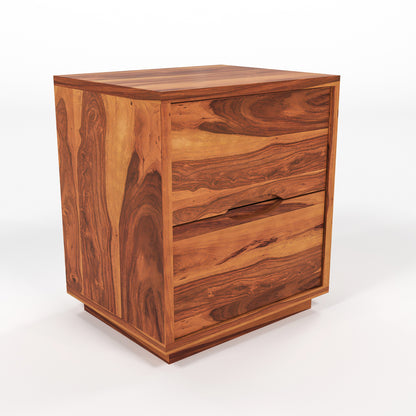 Sovralionor Solid Sheesham Wood Bedside Table (Honey Finish)