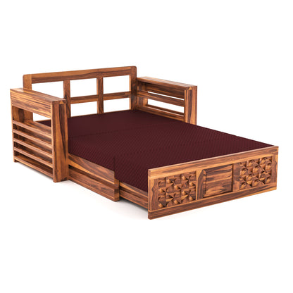 Orvan Solid  Sheesham Wooden 2 Seater diamond Sofa Cum Bed  (Honey,Finish )