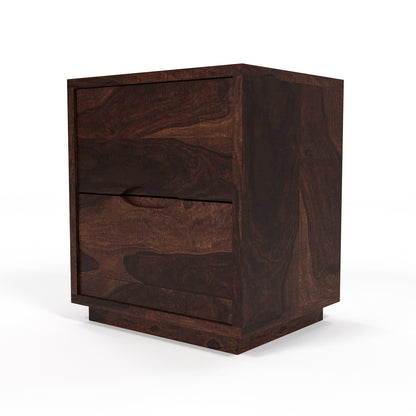 Sovralionor Solid Sheesham Wood Bedside Table (Walnut Finish)
