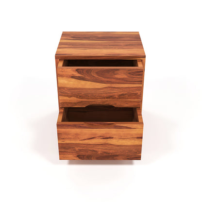 Sovralionor Solid Sheesham Wood Bedside Table (Honey Finish)