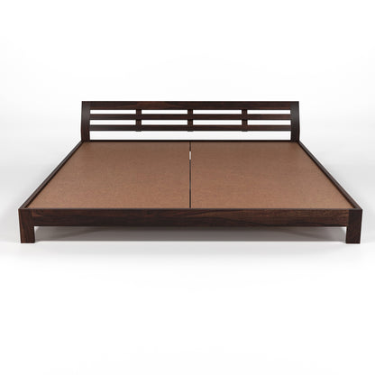 Umrel  Solid Sheesham Wood King Size Bed Without Storage (Walnut . Finish)