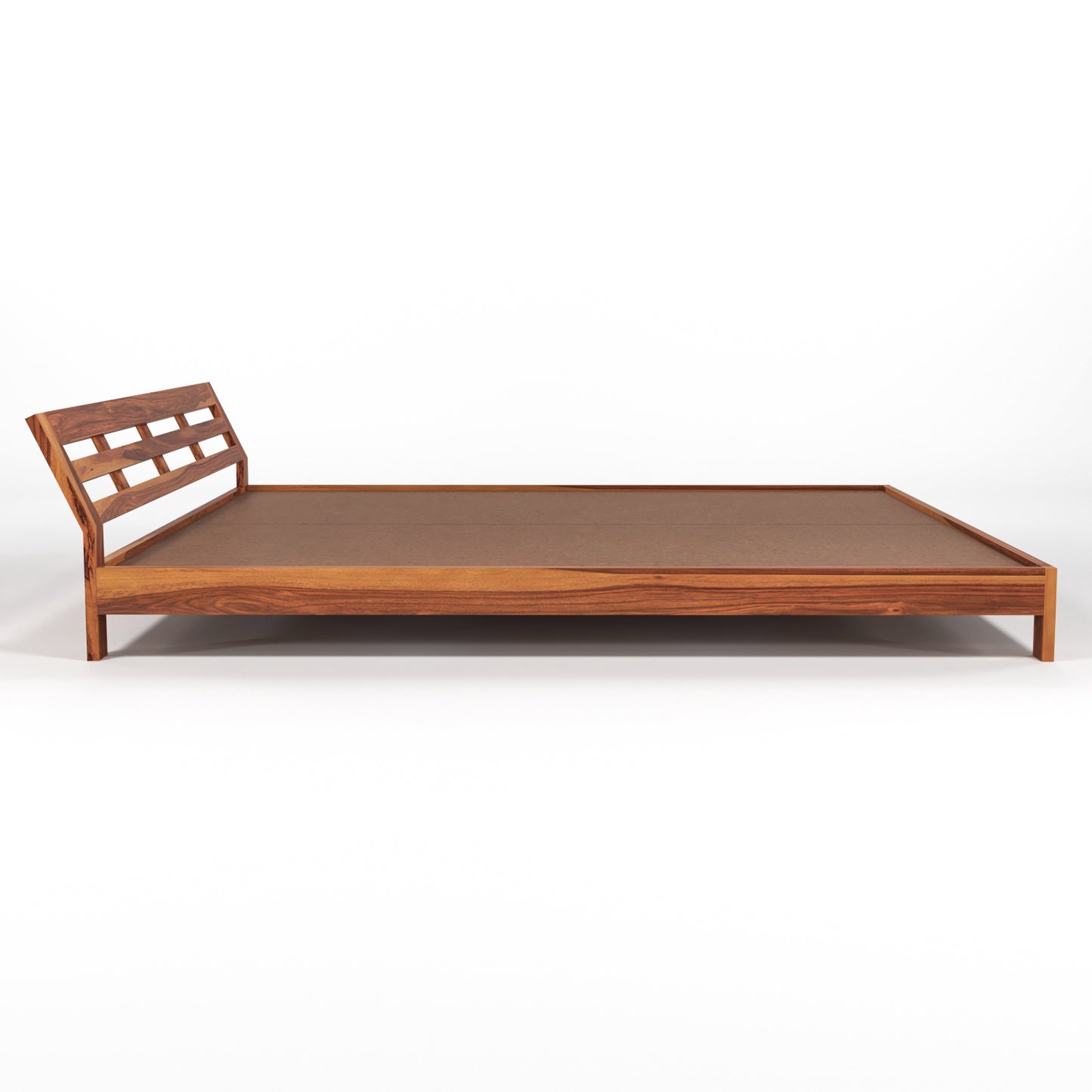 Umrel Solid Sheesham Wood Queen  Size Bed Without Storage (Honey. Finish)