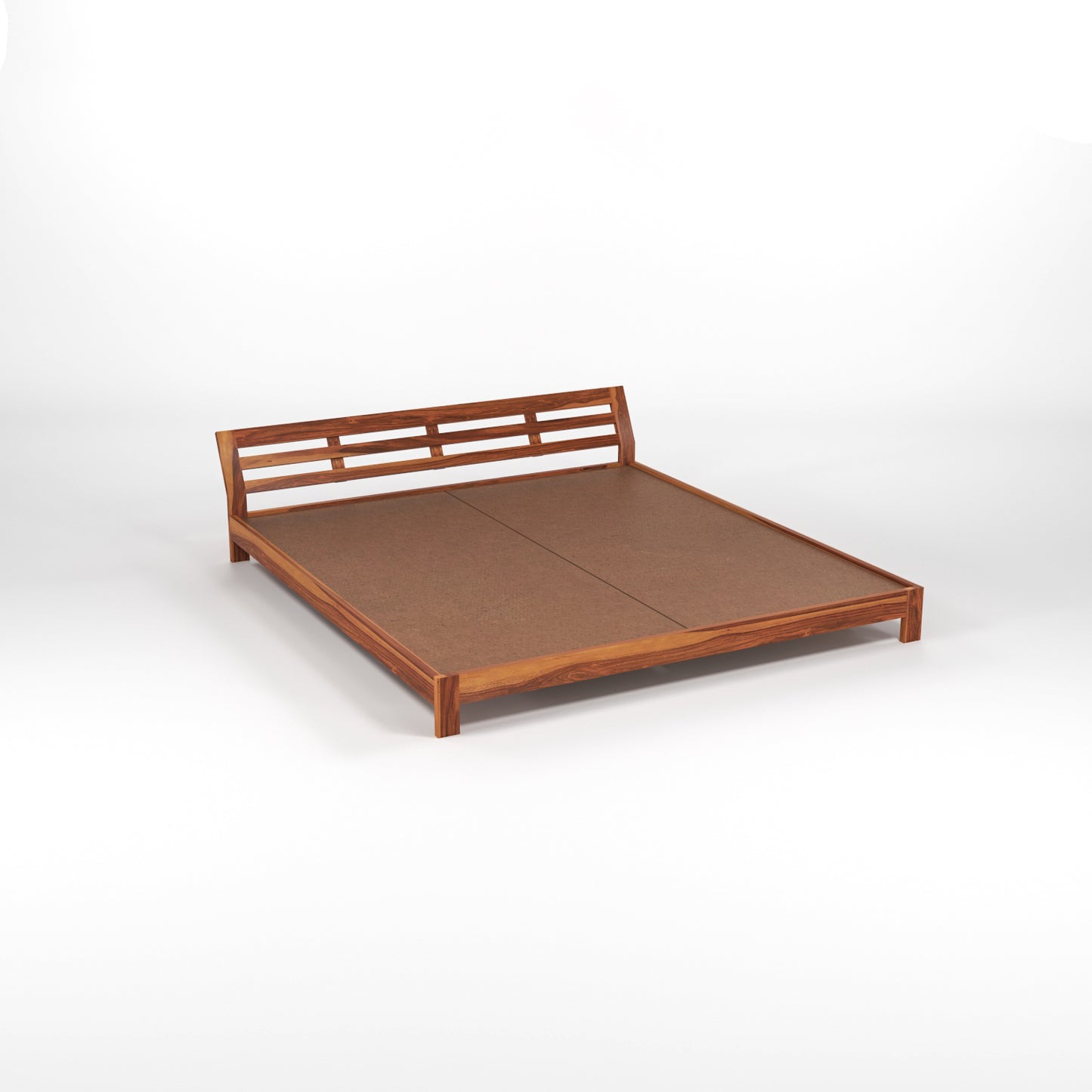 Umrel Solid Sheesham Wood Queen  Size Bed Without Storage (Honey. Finish)