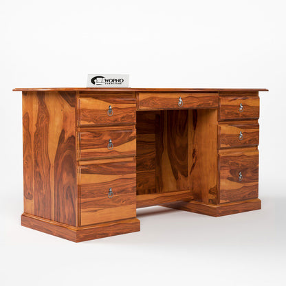 Sornel Solid Sheesham Wood Study Desk (Honey Finish)