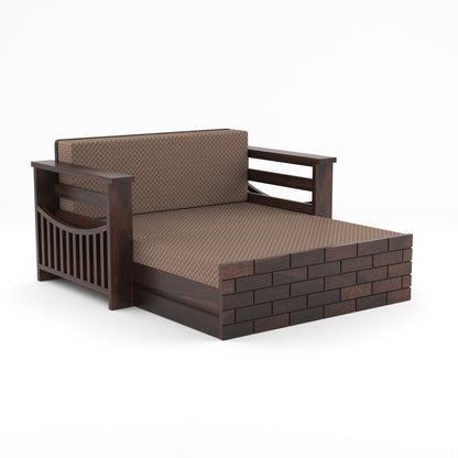 Bralor Solid Sheesham Wooden 2 Seater Sofa Cum Bed (Walnut Finish)