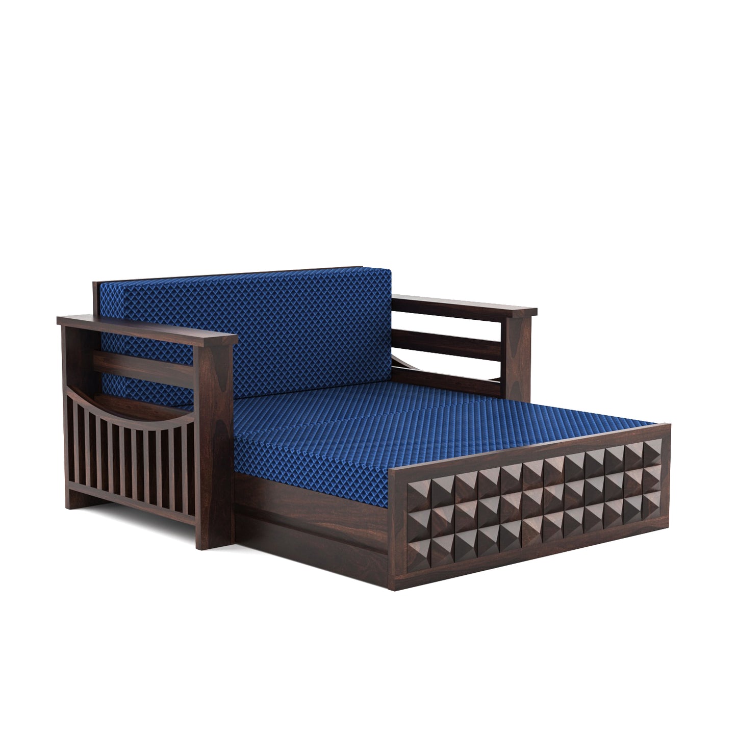 Orvan Solid Sheesham Wooden 2 Seater diamond Sofa Cum Bed (Walnut ,Finish )