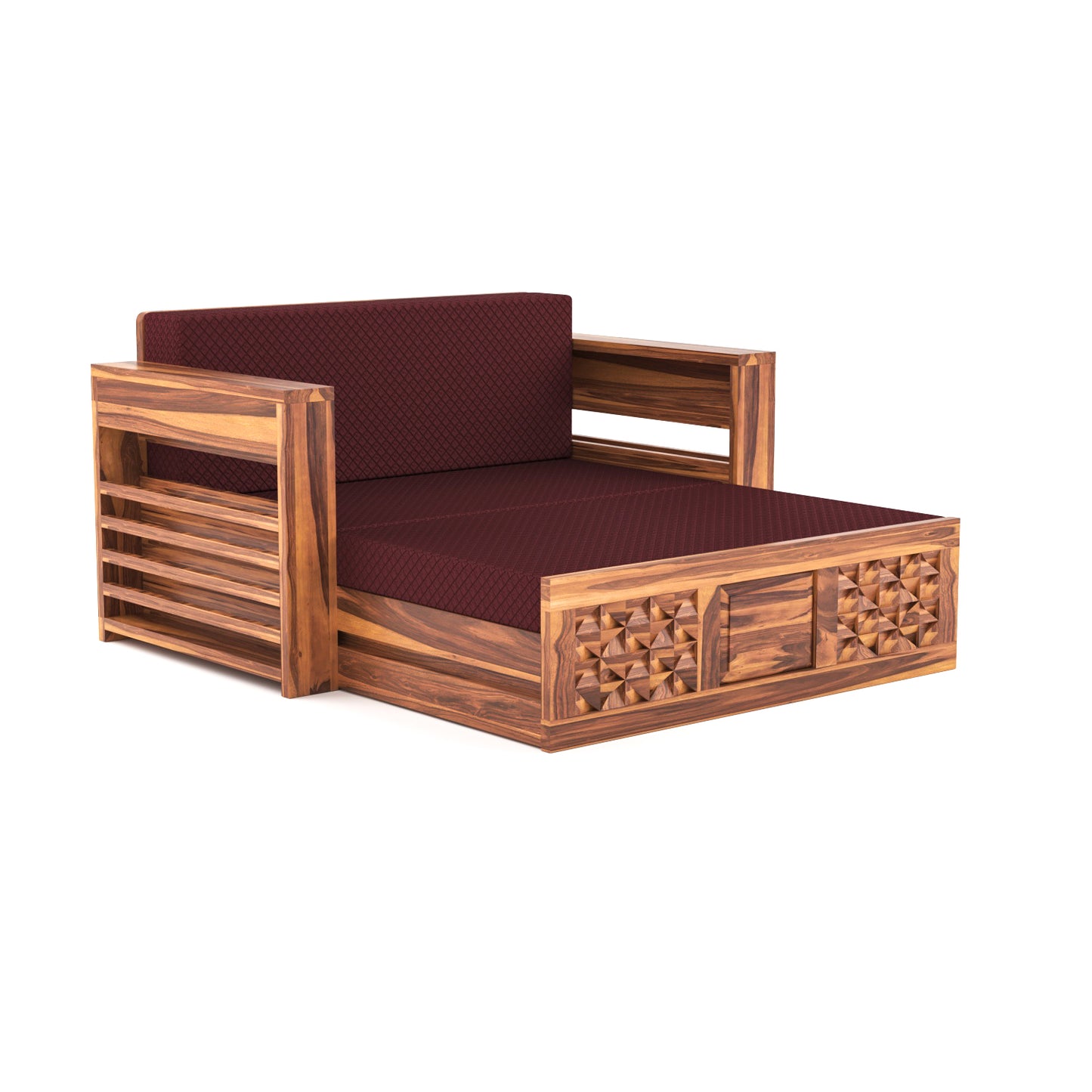 Orvan Solid  Sheesham Wooden 2 Seater diamond Sofa Cum Bed  (Honey,Finish )