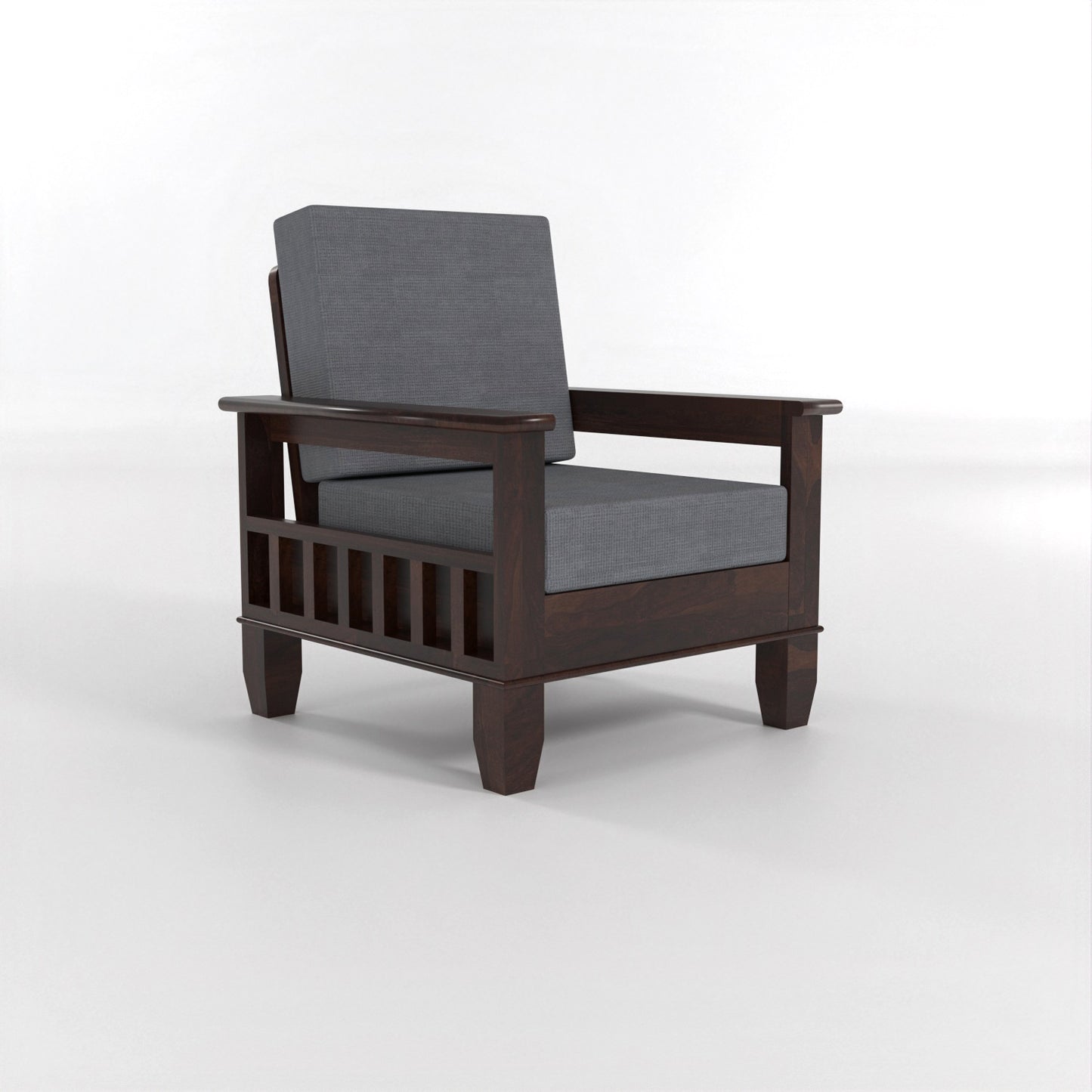 Trivralionel 5  Seater Solid Sheesham Wood Sofa Set 3+1+1 (Walnut Finish)