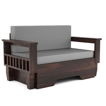 Bralor Solid Sheesham Wooden 2 Seater Sofa Cum Bed (Walnut Finish)
