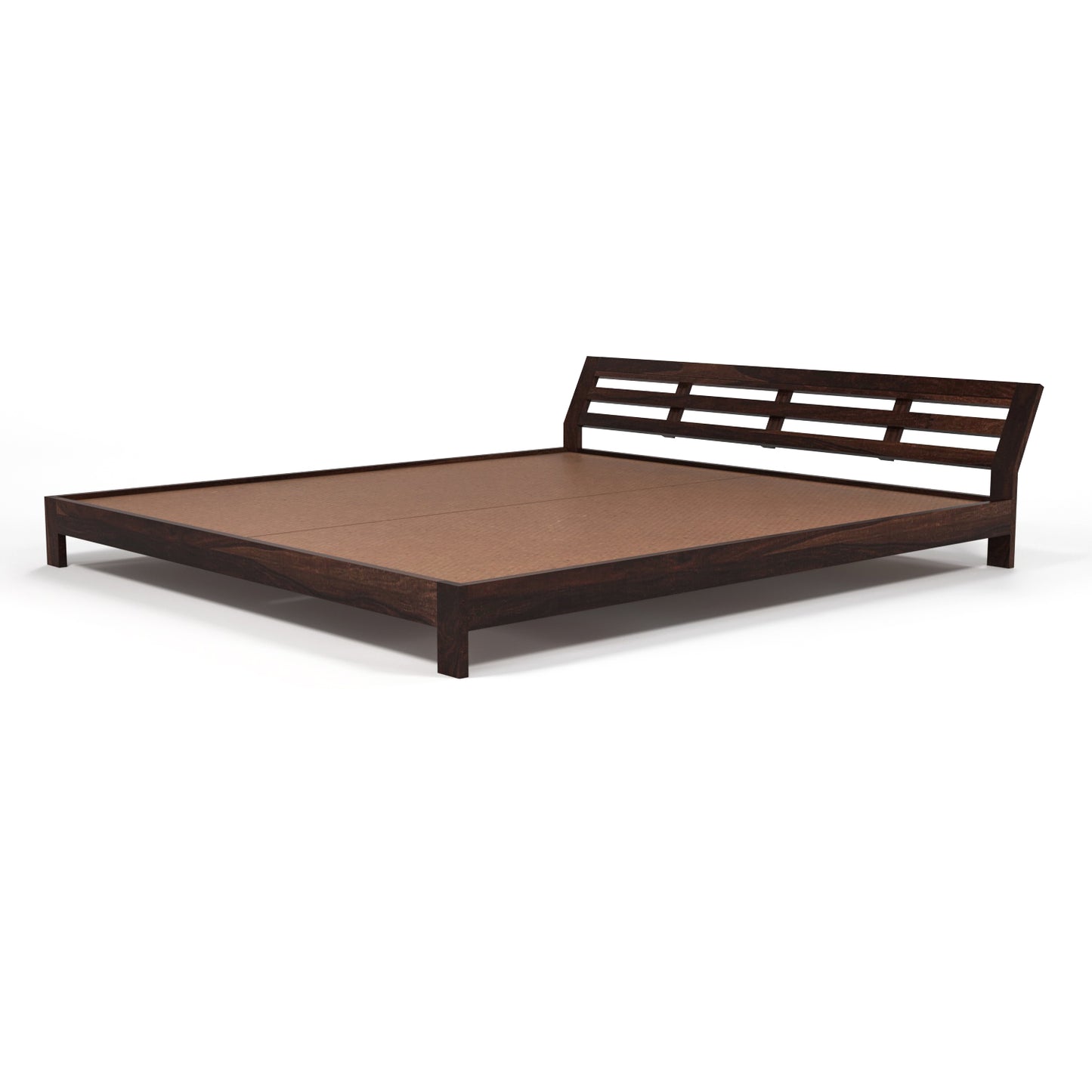 Umrel Solid Sheesham Wood Queen  Size Bed Without Storage (Walnut . Finish)