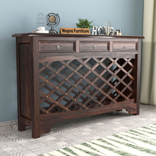 Pivra Solid Sheesham Wood Sideboard and Cabinets (Walnut Finish)