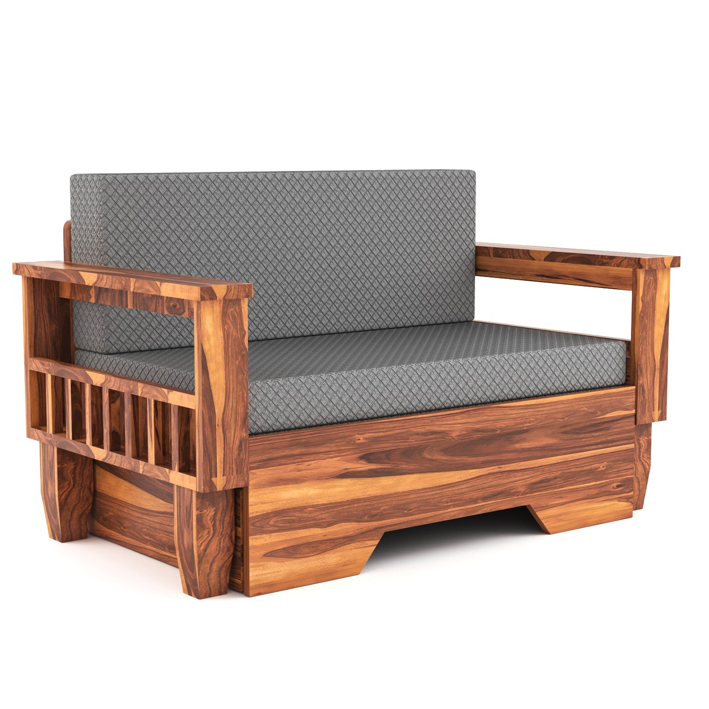 Bralor Solid Sheesham Wooden 2 Seater Sofa Cum Bed (Honey Finish)