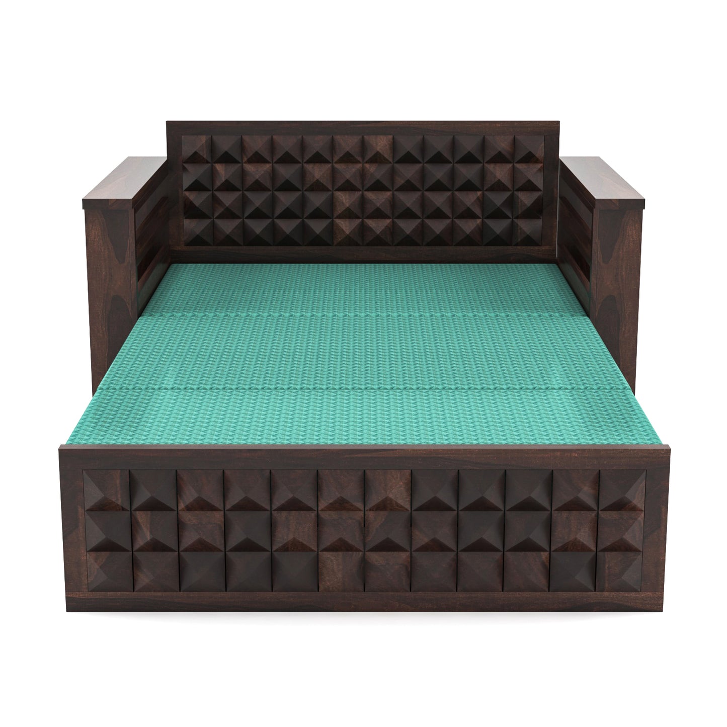 Orvan Solid Sheesham Wooden 2 Seater diamond Sofa Cum Bed (Walnut ,Finish )