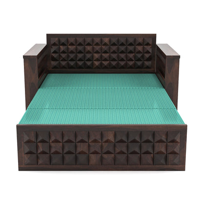 Orvan Solid Sheesham Wooden 2 Seater diamond Sofa Cum Bed (Walnut ,Finish )