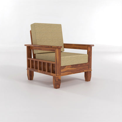 Trivralionel 5  Seater Solid Sheesham Wood Sofa Set 3+1+1 (Honey Finish)