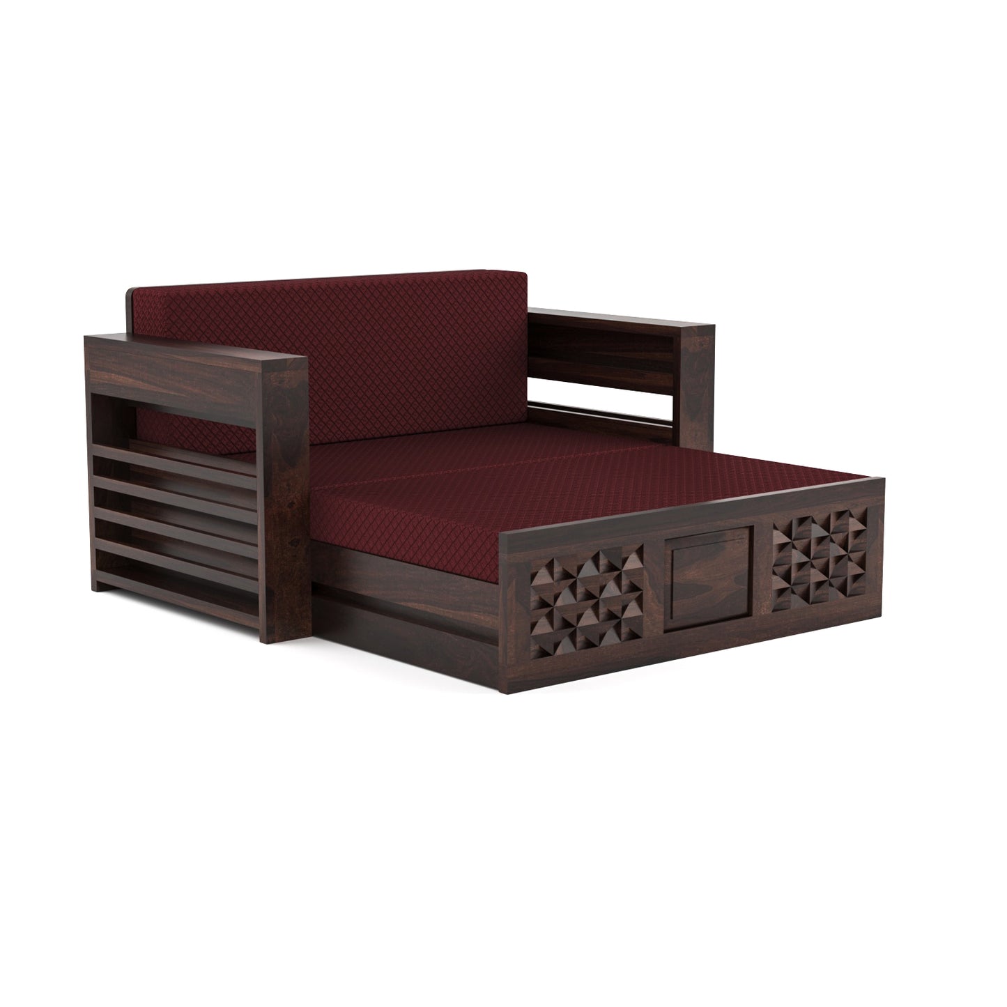 Orvan Solid  Sheesham Wooden 2 Seater diamond Sofa Cum Bed  (Walnut,Finish )