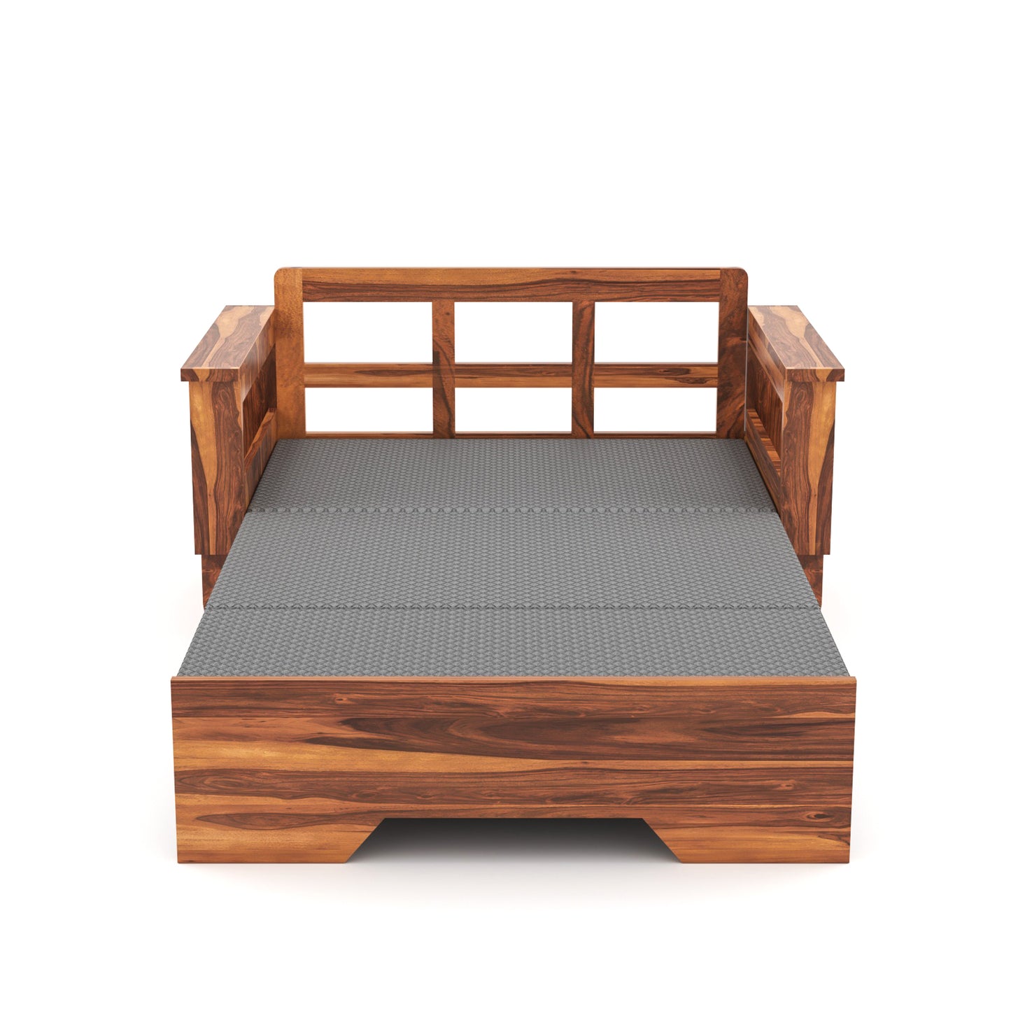 Bralor Solid Sheesham Wooden 2 Seater Sofa Cum Bed (Honey Finish)
