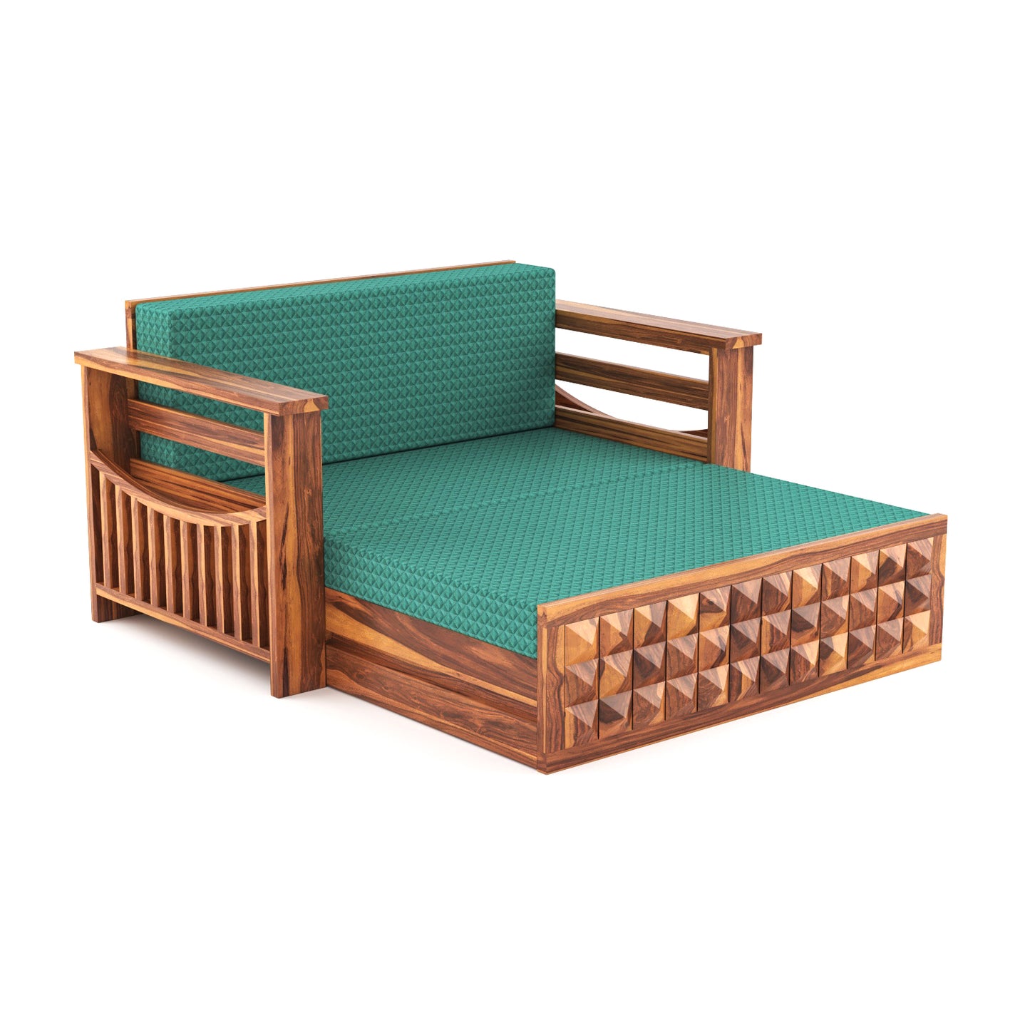 Orvan Solid Sheesham Wooden 2 Seater diamond Sofa Cum Bed (Honey ,Finish )