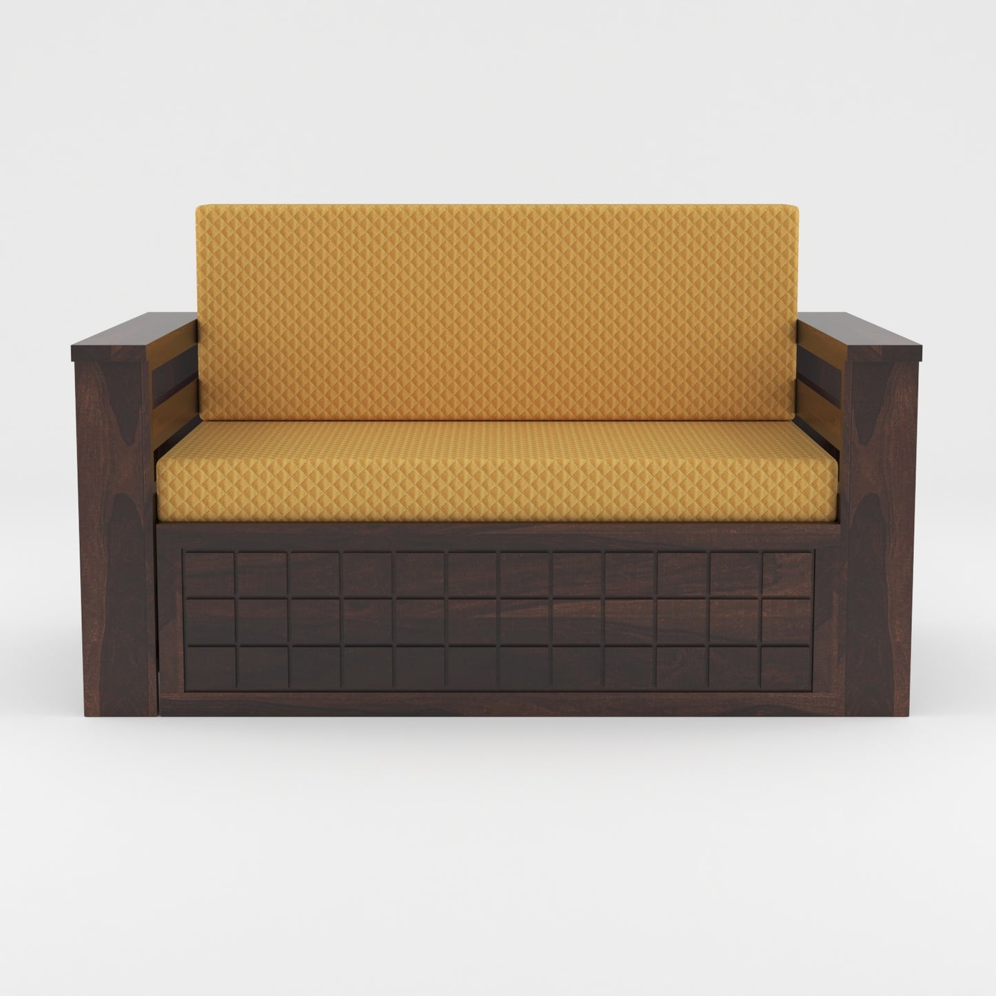 Fivrel Solid Sheesham Wooden 2 Seater Sofa Cum Bed (Walnut Finish)