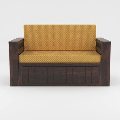 Fivrel Solid Sheesham Wooden 2 Seater Sofa Cum Bed (Walnut Finish)