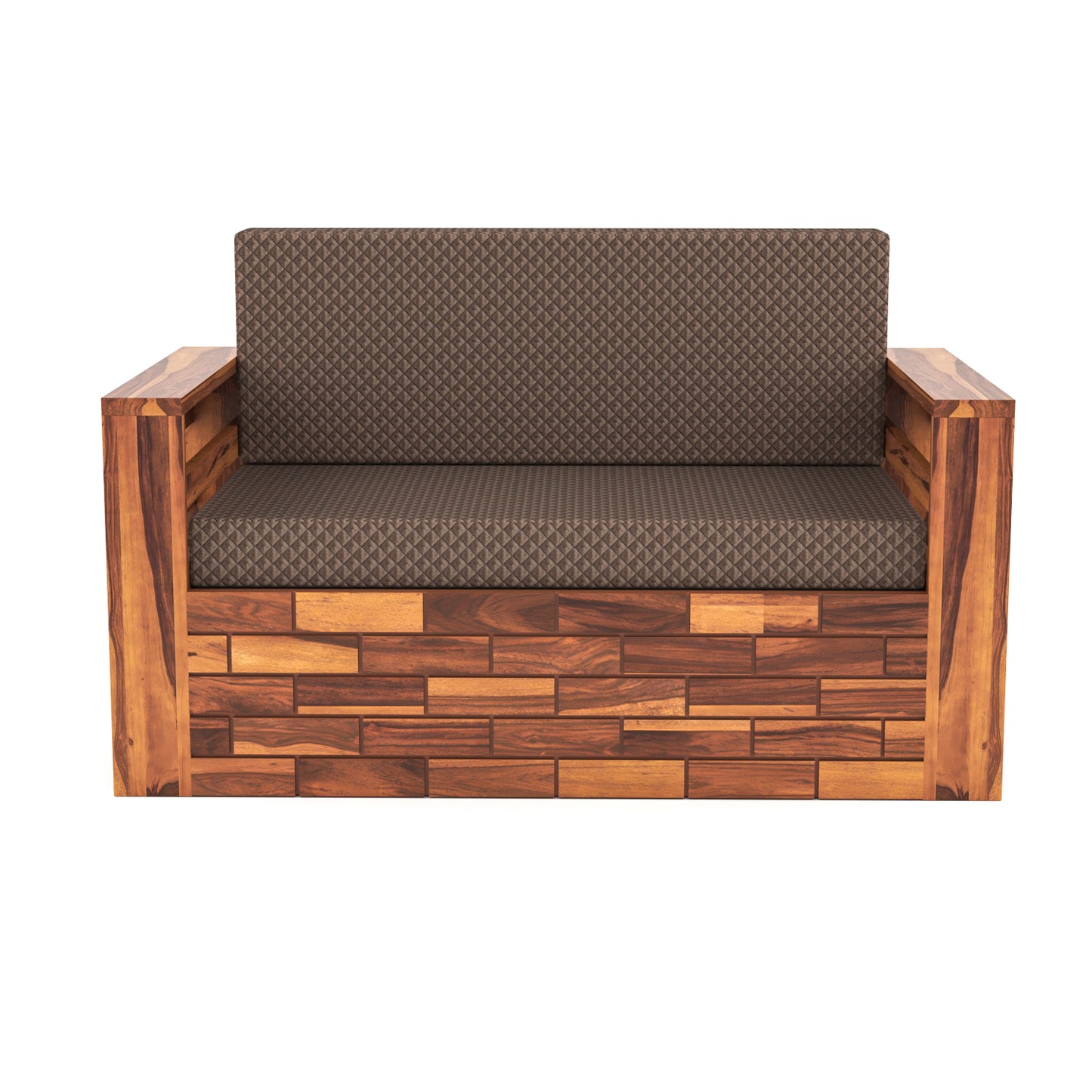 Bralor Solid Sheesham Wooden 2 Seater Sofa Cum Bed (Honey Finish)