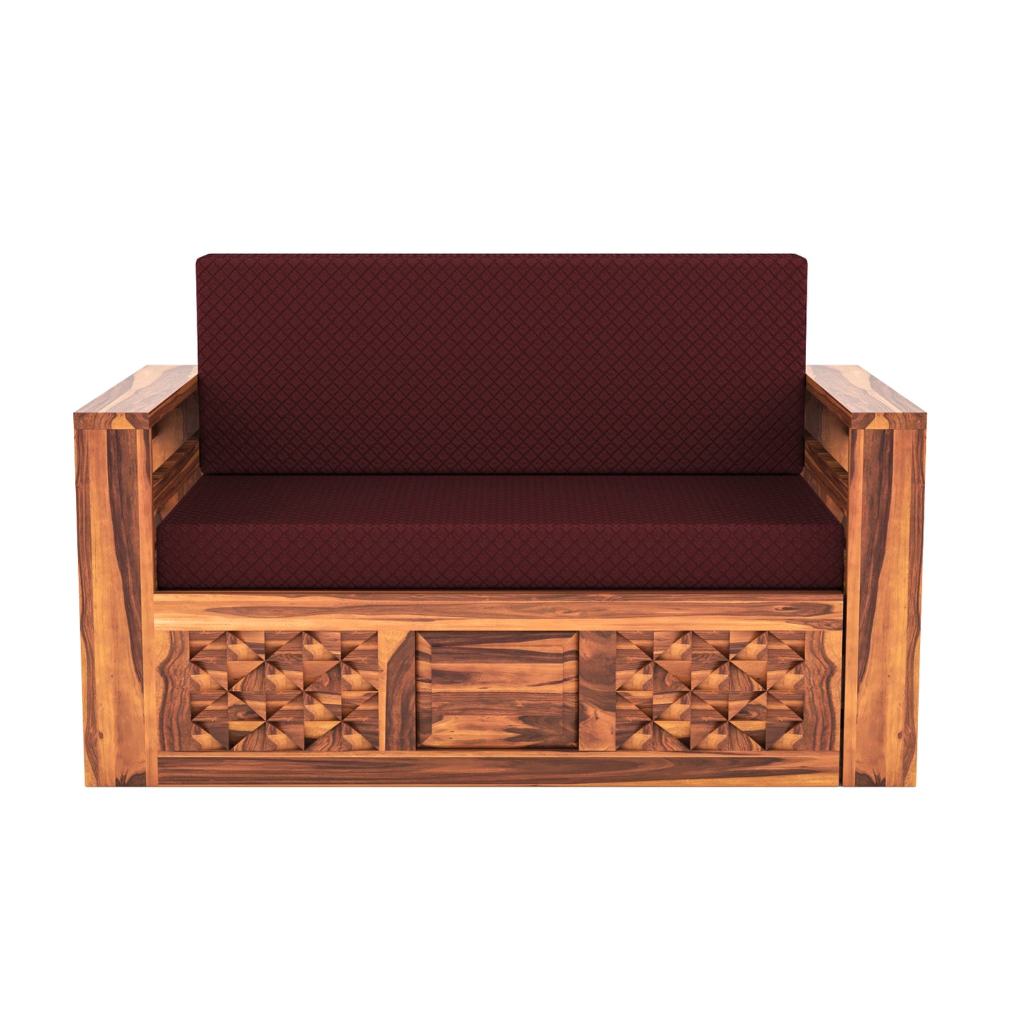 Orvan Solid  Sheesham Wooden 2 Seater diamond Sofa Cum Bed  (Honey,Finish )