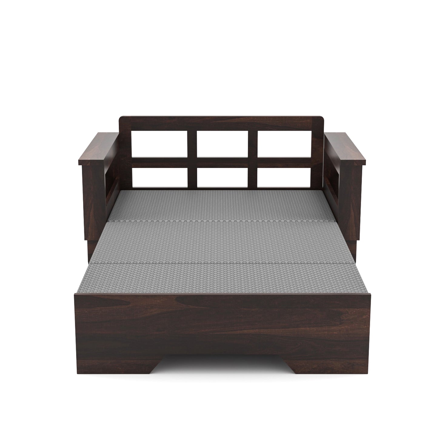 Bralor Solid Sheesham Wooden 2 Seater Sofa Cum Bed (Walnut Finish)