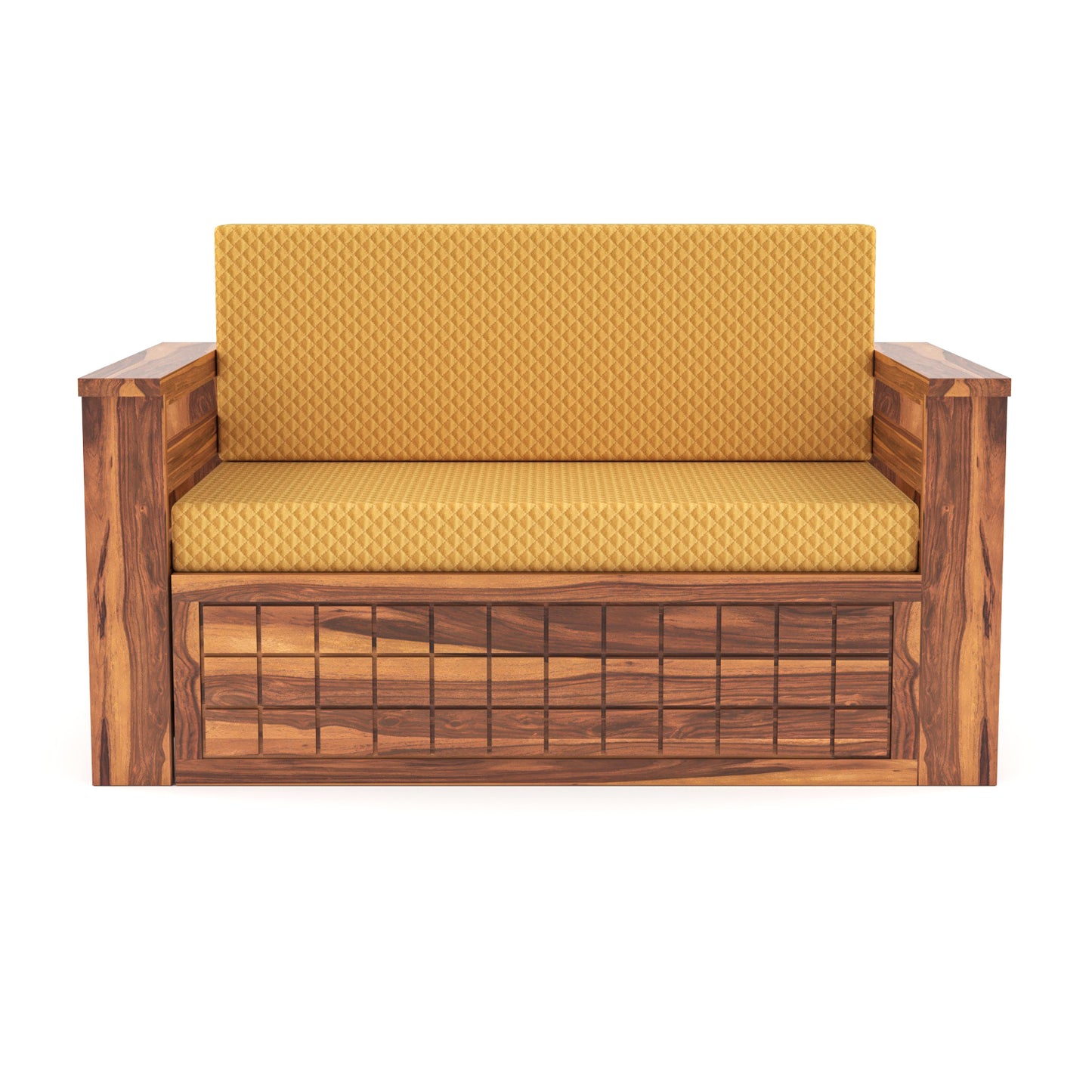 Fivrel Solid Sheesham Wooden 2 Seater Sofa Cum Bed (Honey Finish)