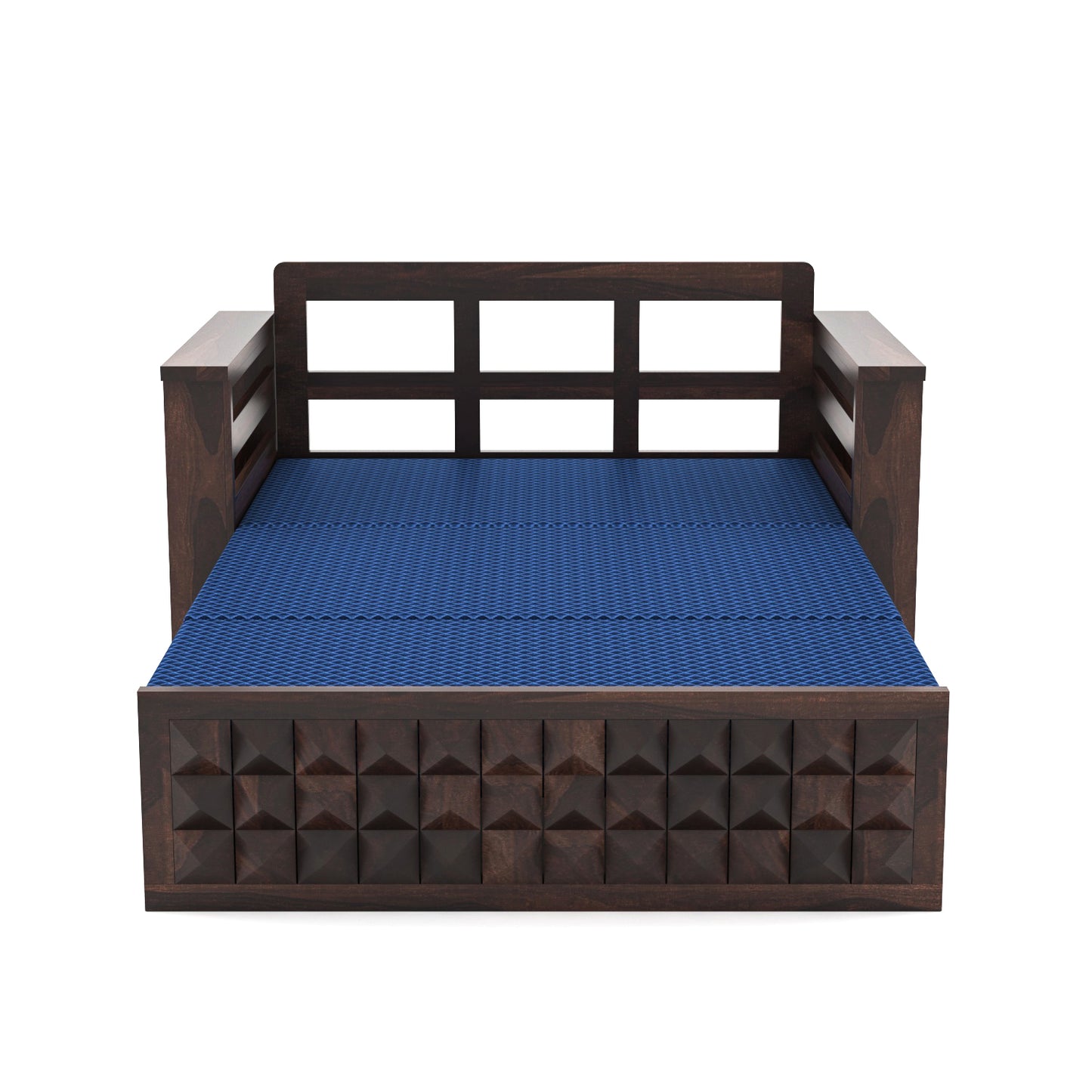 Orvan Solid Sheesham Wooden 2 Seater diamond Sofa Cum Bed (Walnut ,Finish )