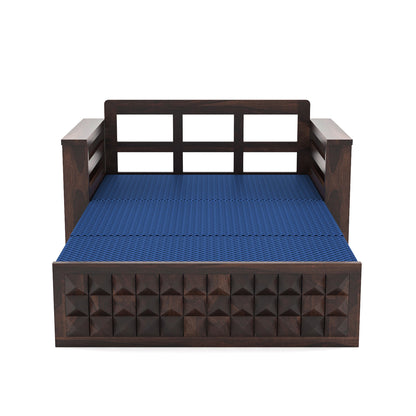 Orvan Solid Sheesham Wooden 2 Seater diamond Sofa Cum Bed (Walnut ,Finish )