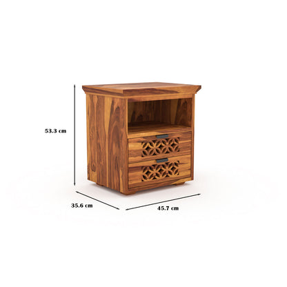 Movralionel Solid Sheesham Wood Bedside Table (Natural Finish)