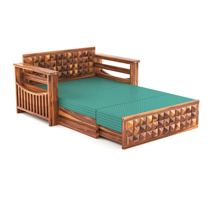 Orvan Solid Sheesham Wooden 2 Seater diamond Sofa Cum Bed (Honey ,Finish )