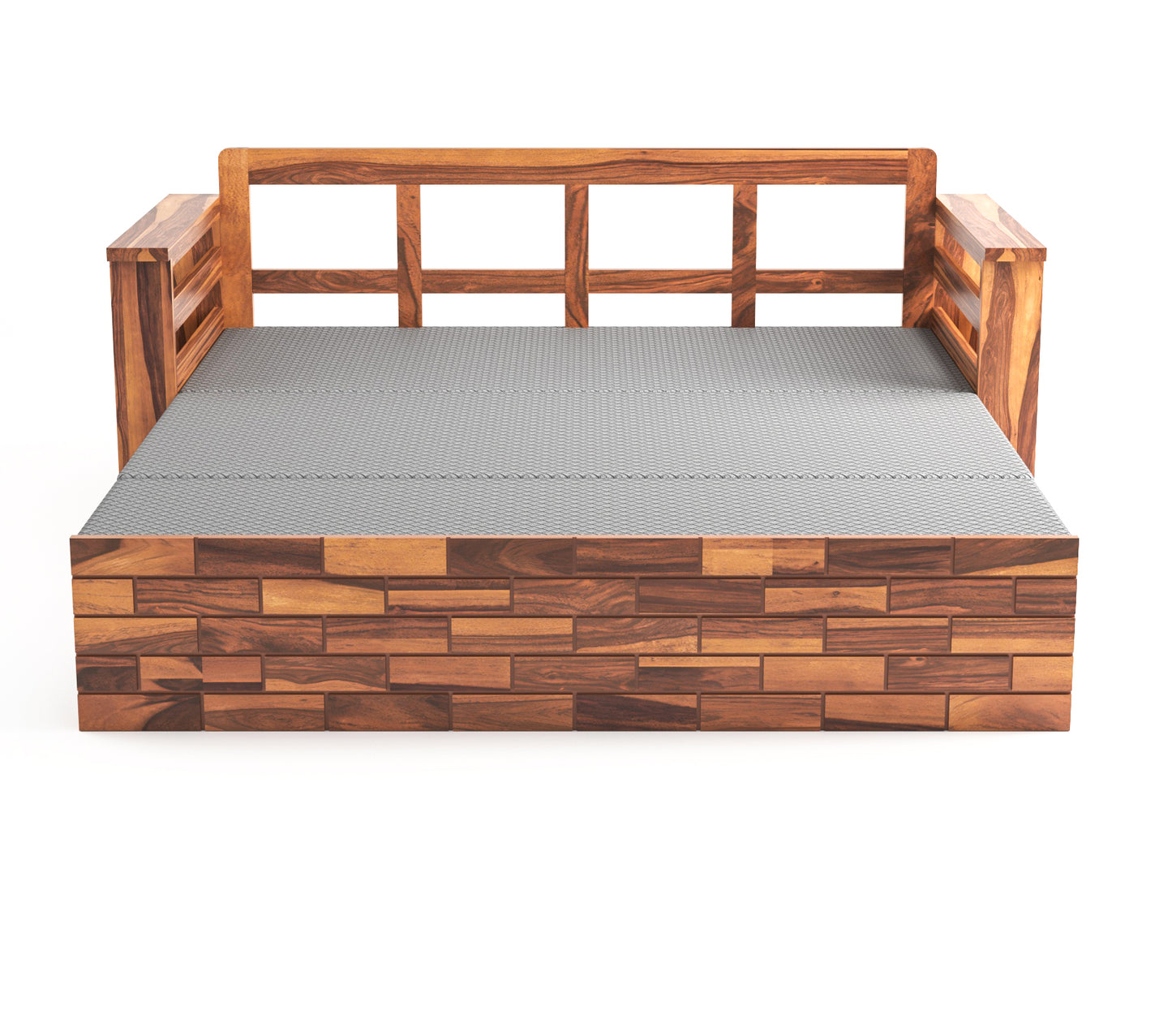 Bralor Solid Sheesham Wooden 3 Seater Sofa Cum Bed (Honey Finish)