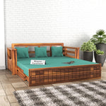 Fivrel Solid Sheesham Wooden 3 Seater Sofa Cum Bed (Honey Finish)
