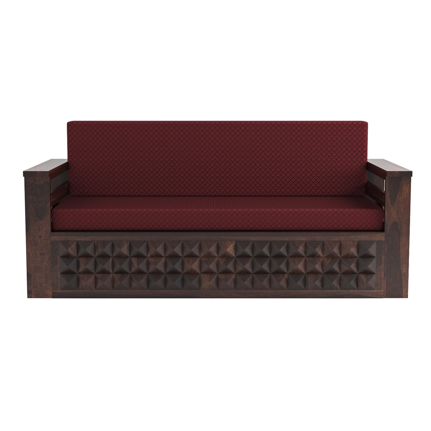 Orvan Solid  Sheesham Wooden 3 Seater diamond Sofa Cum Bed  (Walnut ,Finish )