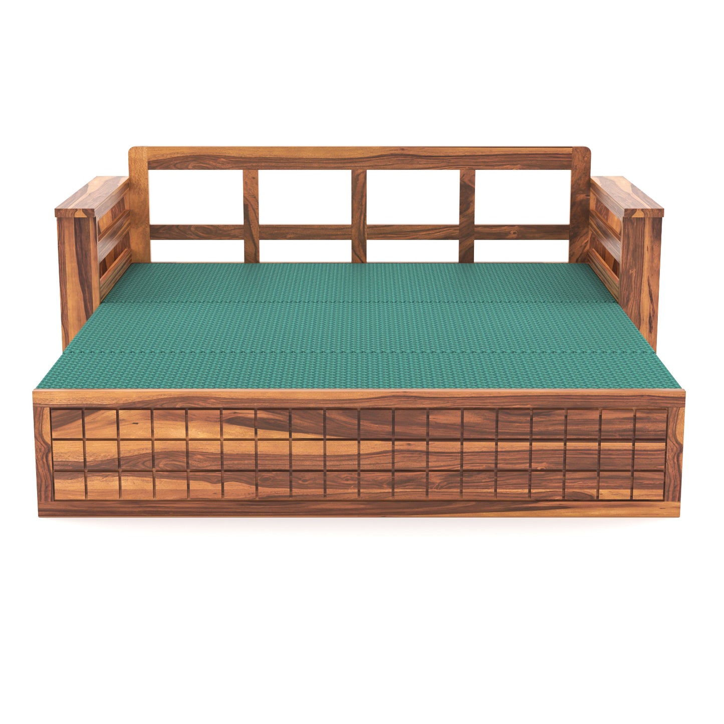 Fivrel Solid Sheesham Wooden 3 Seater Sofa Cum Bed (Honey Finish)