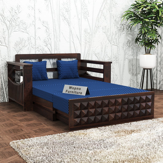 Orvan Solid Sheesham Wooden 2 Seater diamond Sofa Cum Bed (Walnut ,Finish )