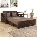 Bralor Solid Sheesham Wooden 2 Seater Sofa Cum Bed (Walnut Finish)