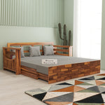 Bralor Solid Sheesham Wooden 3 Seater Sofa Cum Bed (Honey Finish)