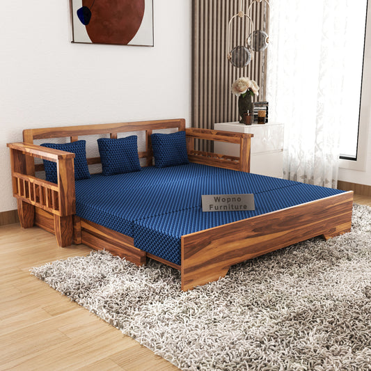 Deyric Solid  Sheesham Wooden 3 Seater Sofa Cum Bed  (Honey, Finish)