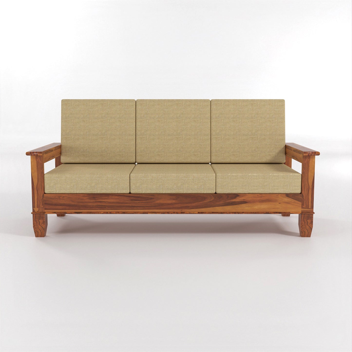 Trivralionel 3 Seater Solid Sheesham Wood Sofa Set (Honey Finish)