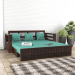 Fivrel Solid Sheesham Wooden 3 Seater Sofa Cum Bed (Walnut  Finish)