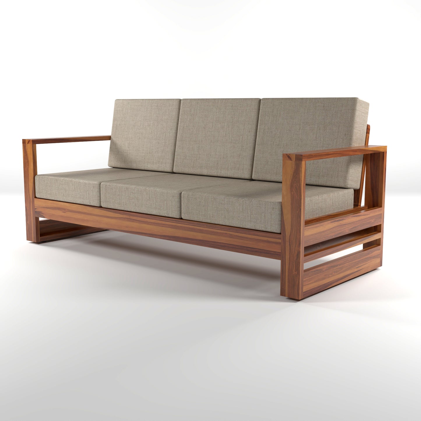 Nivora Sheesham Wooden 3 Seater Sofa Set (Honey Finish)