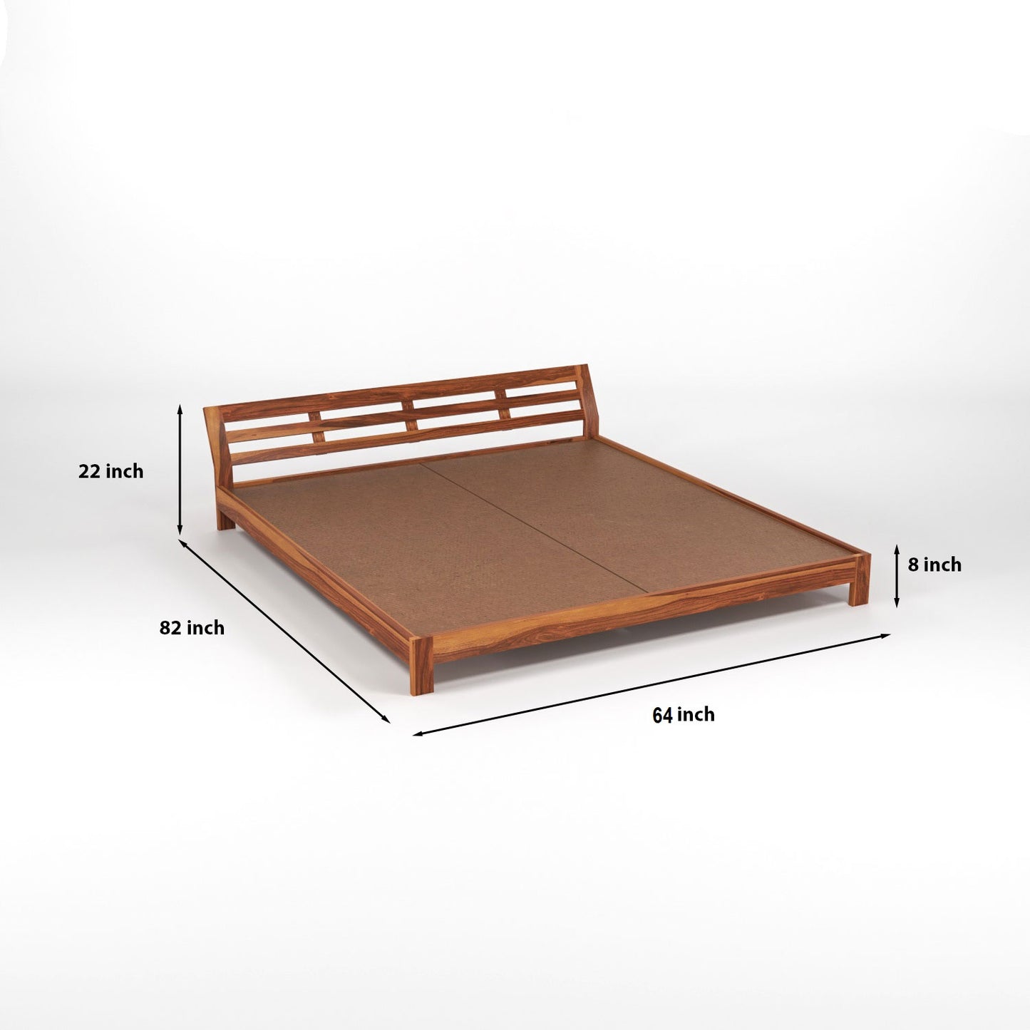 Umrel Solid Sheesham Wood Queen  Size Bed Without Storage (Honey. Finish)