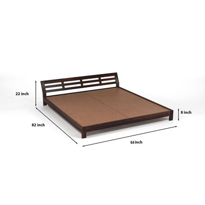 Umrel Solid Sheesham Wood Queen  Size Bed Without Storage (Walnut . Finish)