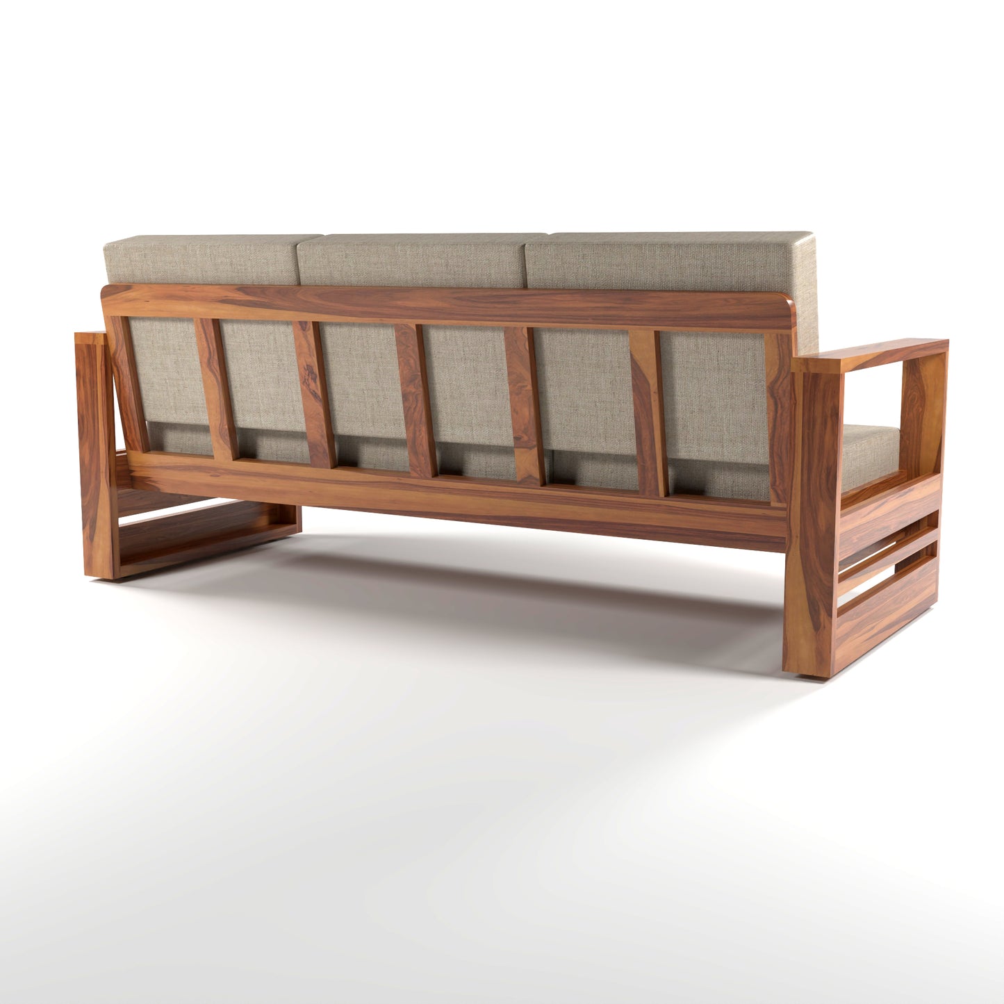 Nivora Sheesham Wooden 3 Seater Sofa Set (Honey Finish)